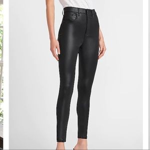 Express Super HighWaisted Black Coated Skinny jean